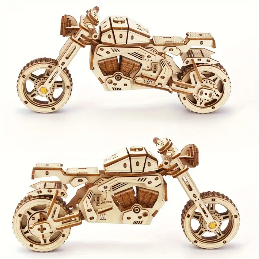 🪵 Motocikleta Mekanike - Puzzle 3D prej Druri