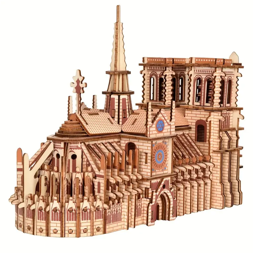 🪵 Katedralja e Parisit - Puzzle 3D prej Druri