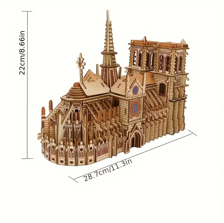🪵 Katedralja e Parisit - Puzzle 3D prej Druri