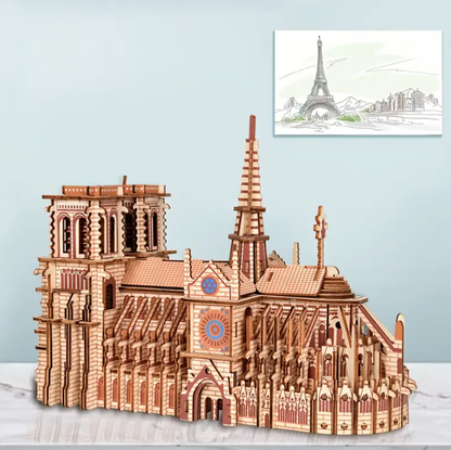 🪵 Katedralja e Parisit - Puzzle 3D prej Druri