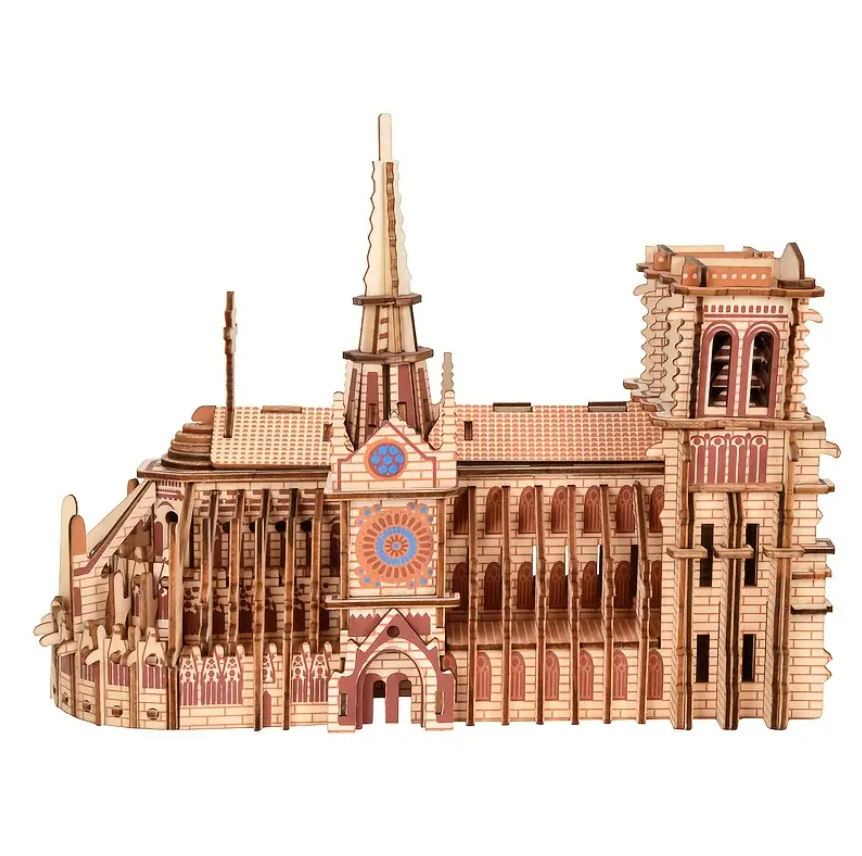 🪵 Katedralja e Parisit - Puzzle 3D prej Druri